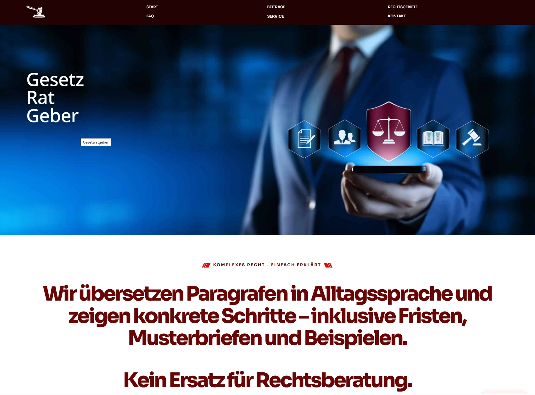 Webdesign-Referenz von VisiBuilt aus Swisttal: gesetzratgeber.de – Recht & Ratgeber