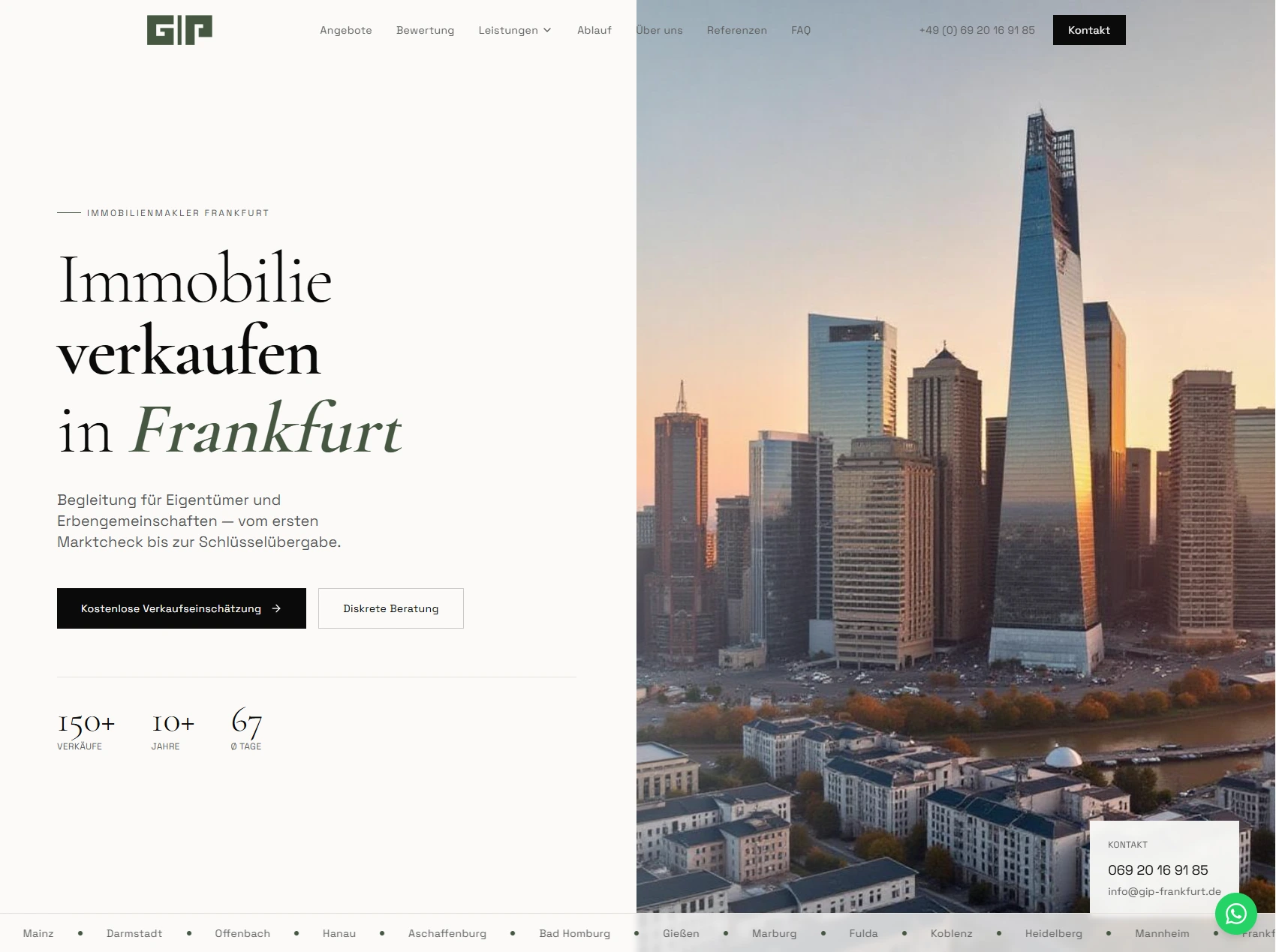 Webdesign-Referenz von VisiBuilt aus Swisttal: gip-frankfurt.de – Immobilien